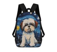 sinyumoney Shih Tzu Wall Art Rucksack Large Lightweight Casual Backpack for Campus Outdoor Travel Sports 17inch