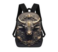 sinyumoney Shiny Golden Bull Art Deco Rucksack Lightweight Airport College Students Back Pack- Perfect for Travel, Work And Daily Use 17inch