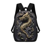 sinyumoney Shiny Golden Dragon Rucksack Lightweight Airport College Students Back Pack- Perfect for Travel, Work And Daily Use 17inch