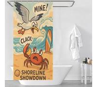 sinyumoney Shoreline Showdown Crab Vs. Seagull Bath Shower Curtains Mildew Thicken Durable Polyester Hilarious Bath Curtain for Bathroom Wet Room 35.43x70.87Inch（90x180cm）