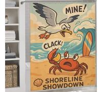 sinyumoney Shoreline Showdown Crab Vs. Seagull Waterproof Polyester Fabric Shower Curtain with Hooks for Bathroom for Bathtub Shower Stall 69.69x70.87Inch（177x180cm）