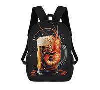 sinyumoney Shrimp Beer Backpacks Children's Backpacks School Bag 3D Printed Children's School Backpack Fashion Travel Backpacks for Kids Elementary Middle School 17inch