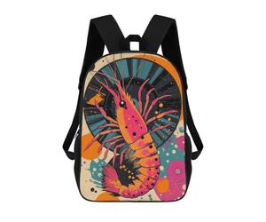 sinyumoney Shrimp with Retro Design Abstract Shrimp Artwork in Vibrant Colors Backpack School Bag Water Resistant Computer Rucksack for Campus Outdoor Travel Sports 17inch