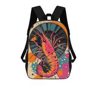 sinyumoney Shrimp with Retro Design Abstract Shrimp Artwork in Vibrant Colors Backpacks Kids School Backpack School Bag 3D Printed School Bag for Boys Elementary And Middle School Students 17inch