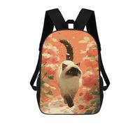 sinyumoney Siamese Cat in Rose Garden Backpack School Lightweight Casual Daypack School Backpacks for School/Work/Travel 17inch