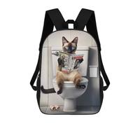 sinyumoney Siamese Cat on The Toilet Backpack School Travel College Rucksack Backpacks for Men, Women & Teenage Boys 17inch
