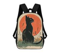 sinyumoney Siamese Cat Sunset Backpacks Kids School Backpack School Bag 3D Printed School Bag for Boys Elementary And Middle School Students 17inch