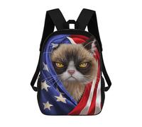sinyumoney Siamese Cat USA Patriot Children's Backpacks School Backpack 3D Printed for Kids Travel Rucksacks Book Bags Kids 17inch School Bag