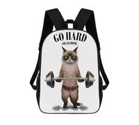 sinyumoney Siamese Cat Weightlifting Children’s Backpack Girls Boys, Rucksack Bag, Daypack, Primary School, Perfect for Back to Kids School Or PE, Gifts And Travel 17inch