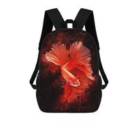 sinyumoney Siamese Fighting Fish Backpack 3D Printed Children's School Backpack for Kids High Capacity Travel Rucksacks Book Bags Kids School Bag Back Pack 17inch