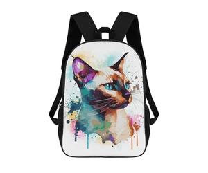 sinyumoney Siamese Watercolor Cat Rucksack Lightweight Casual Daypack School Backpacks for Teenage Girls Boys Women Men 17inch
