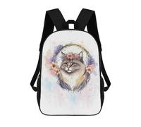 sinyumoney Siberian Cat Watercolor Backpack School High Secondary School Bags Casual Backpack for Men, Women & Teenage Boys 17inch