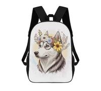 sinyumoney Siberian Husky Flower Dog Backpack School Bag Business Durable Laptop Bag- Perfect for Travel, Work And Daily Use 17inch