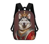 sinyumoney Siberian Husky King Children's School Backpack 3D Printed for Kids Travel Rucksacks Book Bags Kids School Bag 17inch