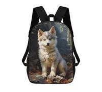 sinyumoney Siberian Husky Puppy Kids Backpack 17 Inch School Bag 3D Printed Cartoon School Backpacks for Boys And Teenager School Students