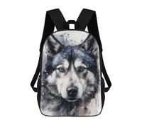 sinyumoney Siberian Husky Watercolor Backpack, Children's Backpack, Student School Bag Bookbag Rucksack, 3D Printed School Bag for Boys Girls 17inch