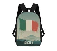 sinyumoney Sicily Italian Flag Kids Backpack, Kids School Bag 3D Printed School Backpacks for Boys And Teenager School Students 17inch