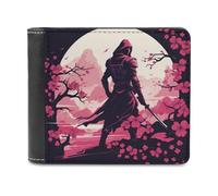sinyumoney Silent Samurai Moonlit Journey 3D Print Wallet Credit Card Cash Id Holder Leather RFID Banknote Compartments Stylish Durable Wallets 11.7cm*9.5cm