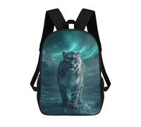 sinyumoney Silent Sentinel - Ethereal Wilderness Snow Leopard Kids Backpack, School Bag for Boys And Teenager, Gifts Travel Backpack Schoolbag Backpack Bookbag 17inch