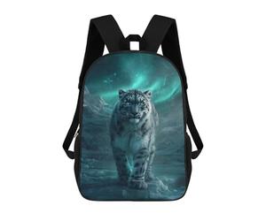 sinyumoney Silent Sentinel - Ethereal Wilderness Snow Leopard Rucksack Water Resistant Travel Backpack Computer Bag for Men, Women & Teenage Boys 17inch