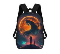 sinyumoney Silhouette Gazing at Cosmic Eye 3D Printed Children's School Backpack for Kids High Capacity Travel Rucksacks Book Bags Kids School Bag Back Pack 17inch