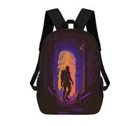 sinyumoney Silhouette in Ruins Rucksacks 3D Printed Children Backpacks Fashion Casual Daypack Cute Travel Bags Outdoor Casual Daypack for Boy And Girl 17inch