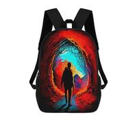 sinyumoney Silhouette in Vibrant Tunnel 3D Printed Children's School Backpack for Kids High Capacity Travel Rucksacks Book Bags Kids School Bag Back Pack 17inch