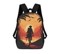 sinyumoney Silhouette Journey at Sunset Children's School Backpack 3D Printed for Kids Travel Rucksacks Book Bags Kids School Bag 17inch