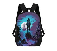 sinyumoney Silhouette Journey to The Moon Backpack Kids School Bag Boys Cartoon 3D Print Students Schoolbag Laptop Daypack for Boys Girls 17inch