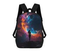 sinyumoney Silhouette Woman Galaxy School Backpack School Bags for Girls Boys Backpack with Pocket Fashion School Bag Kids Backpack 17inch
