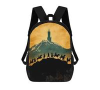 sinyumoney Silhouettes of Riders Backpack Kids School Backpack School Bag 3D Printed Fashion School Bag for Boys Elementary And Middle School Student 17inch