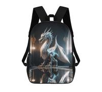sinyumoney Silver Dragon Statue in Grand Hall School Backpack High Secondary School Bags Casual Backpack for Girls Boys Teenage 17inch