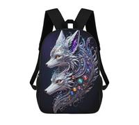 sinyumoney Silver Dual Fox School Backpack Water Resistant Travel Backpack Computer Bag for School/Work/Travel 17inch