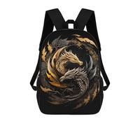 sinyumoney Silver Gold Dragon Backpacks Kids 17inch School Backpack School Bag 3D Printed School Bag for Boys Elementary And Middle School Students