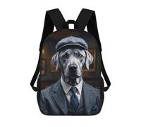 sinyumoney Silver Labrador Dog Wearing A Suit in The Pub Children's Backpacks School Backpack 3D Printed Backpack for Kids Travel Rucksacks Book Bags Kids School Bag 17inch