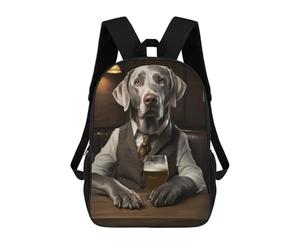 sinyumoney Silver Labrador in The Pub School Backpack Large Water Resistant Laptop Backpack for Boys/Girls/Teenagers 17inch