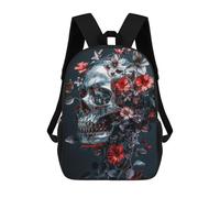 sinyumoney Silver Skull of Death Backpack School Lightweight Casual Daypack School Backpacks for Boys/Girls/Teenagers 17inch