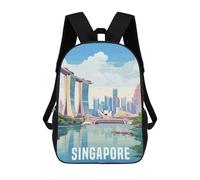 sinyumoney Singapore Backpack 3D Printed Kids School Backpack High Capacity Travel Backpacks Book Bags Kids Backpack 17inch