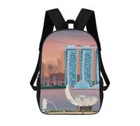 sinyumoney Singapore Travel Print Children's Backpacks School Backpack 3D Printed Backpack for Kids Travel Rucksacks Book Bags Kids School Bag 17inch