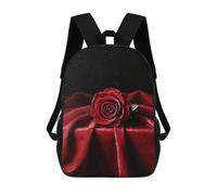 sinyumoney Single Red Rose 3D Printed Children's School Backpack for Kids High Capacity Travel Rucksacks Book Bags Kids School Bag Back Pack 17inch