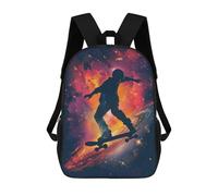 sinyumoney Skateboard Galaxy Silhouet Backpack, Children's Backpack, Student School Bag Bookbag Rucksack, 3D Printed School Bag for Boys Girls 17inch