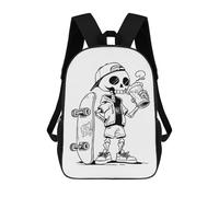 sinyumoney Skateboarder Skeleton Drinking Beer Backpack School Fashion Stationery Backpack Waterproof Casual Daypacks for Campus Outdoor Travel Sports 17inch