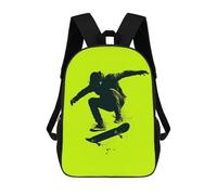 sinyumoney Skater Silhouette - Neon Green Urban Trick School Backpack Business Laptop Rucksack Bag Unisex Casual Daypack for Men/Women 17inch
