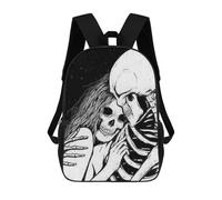 sinyumoney Skeletal Embrace Love Beyond The Grave Backpacks Kids Student Schoolbag,3D Printed Backpacks,Elementary And Middle School Students Backpacks for Boys Girls 17inch