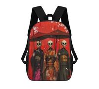 sinyumoney Skeletal Geishas Backpack School Bag Large Water Resistant Laptop Backpack for School/Work/Travel 17inch