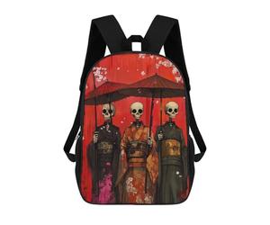 sinyumoney Skeletal Geishas Backpack School Bag Large Water Resistant Laptop Backpack for School/Work/Travel 17inch