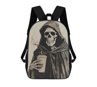sinyumoney Skeleton Coffee Backpack School Bag Business Laptop Rucksack Bag Unisex Casual Daypack for Teenage Girls Boys Women Men 17inch