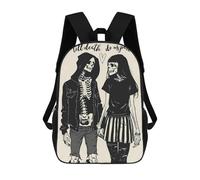 sinyumoney Skeleton Love And Death Backpack School Water Resistant Travel Backpack Computer Bag for School/Work/Travel 17inch
