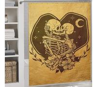 sinyumoney Skeleton Lovers Modern Fabric Bathroom Decor Set with Hooks Waterproof Fabric Shower Curtain Anti Mould for Bathroom Wet Room 69.69x70.87Inch（177x180cm）