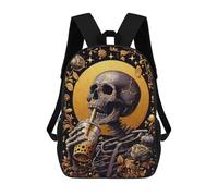 sinyumoney Skeleton Loves Bubble Tea Children's Backpacks School Backpack 3D Printed Backpack for Kids Travel Rucksacks Book Bags Kids School Bag 17inch